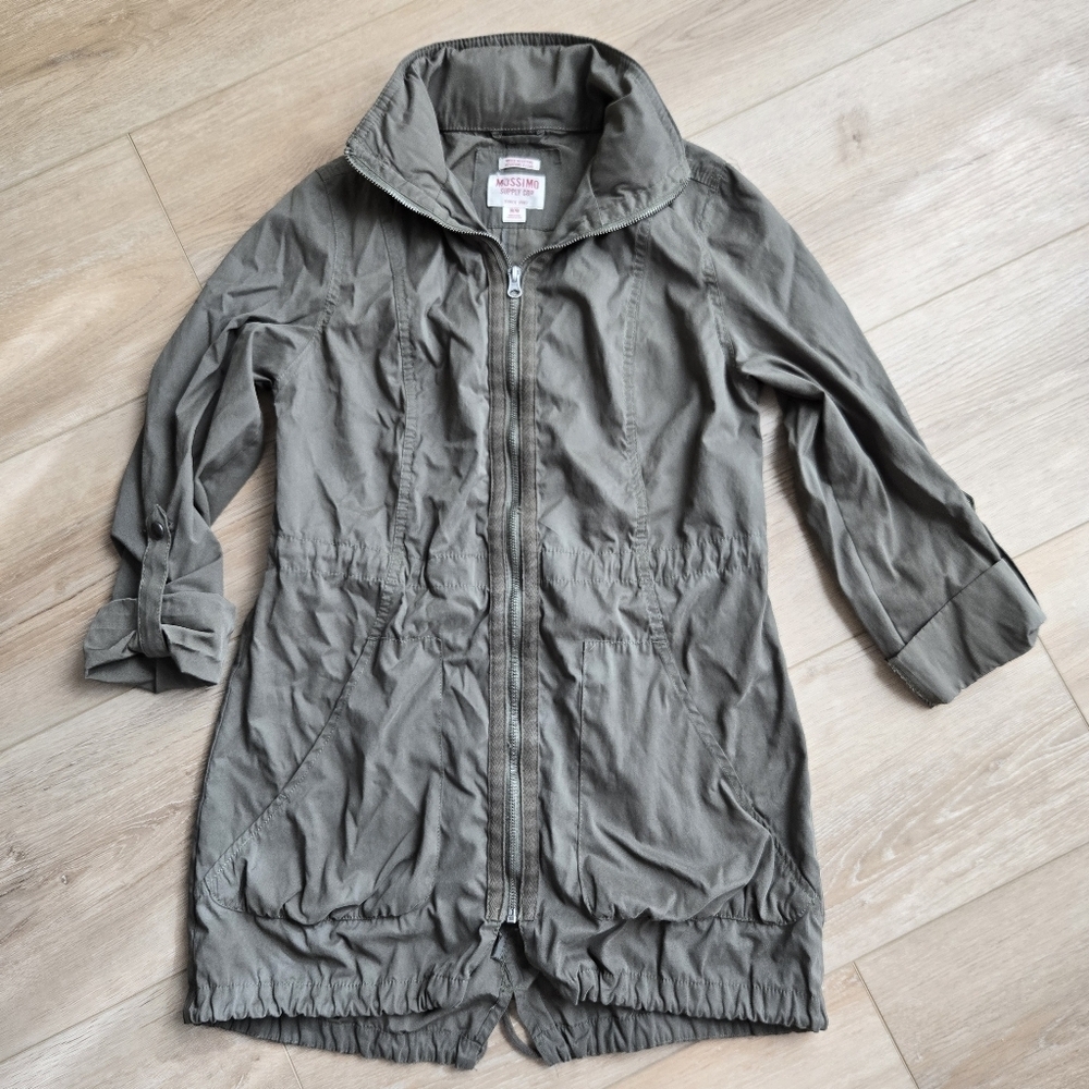 Women's Medium Mossimo Olive Green Utility Jacket with Collapsible Hood EUC Fall